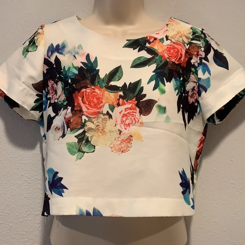 floral Chicwish crop top + full midi skirt set, M - Picture 2 of 11